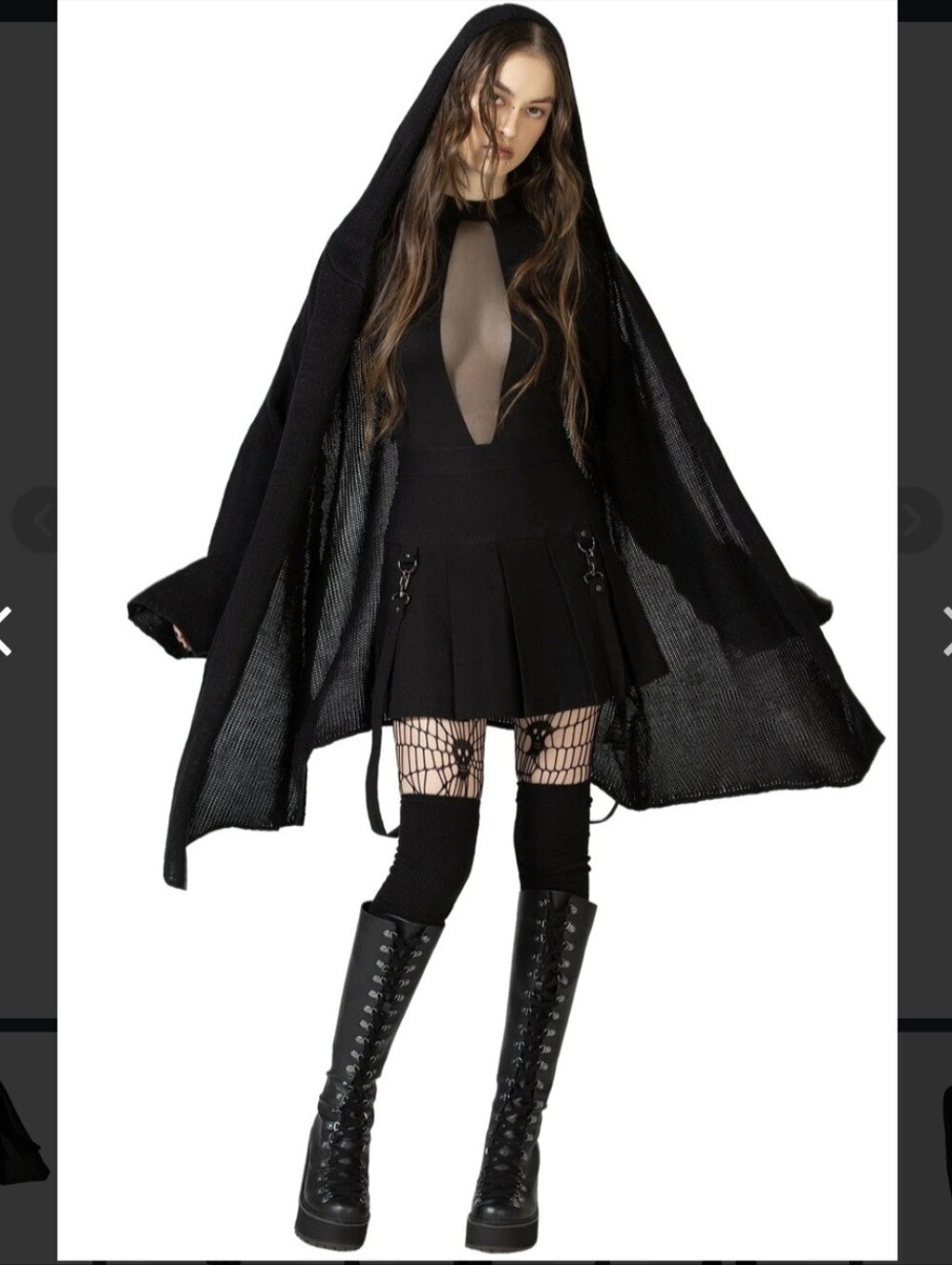 Killstar (Khilist) Forget Wishing Asymmetrical Hooded Knit Cardigan Size S